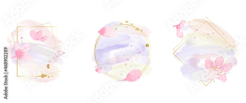 Abstract watercolor frame background vector.  Modern art with gold foil, Gold glitter and watercolor brush strokes. Vector illustration.