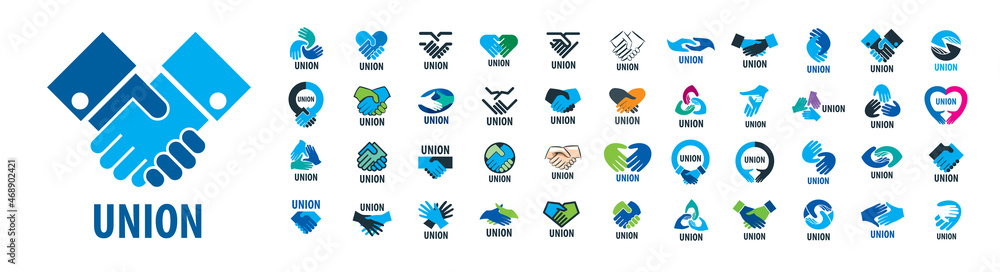 A set of vector Handshake logos on a white background A set of vector Handshake logos on a white background