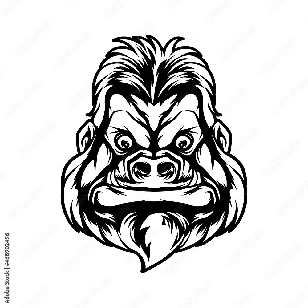 Gorilla Head Illustration Silhouette Gorilla Head Illustration Silhouette