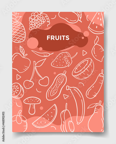 fruits concept with doodle style for template of banners, flyer, books, and magazine cover