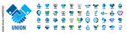 A set of vector Handshake logos on a white background