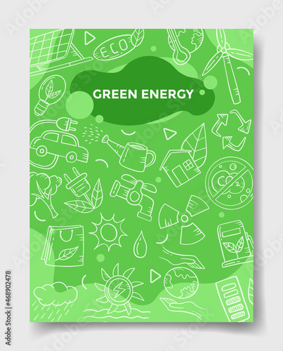 green energy concept with doodle style for template of banners, flyer, books, and magazine cover