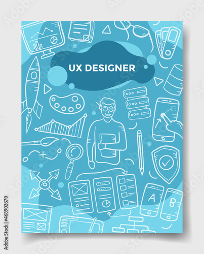 ux user experience designer concept with doodle style for template of banners, flyer, books, and magazine cover