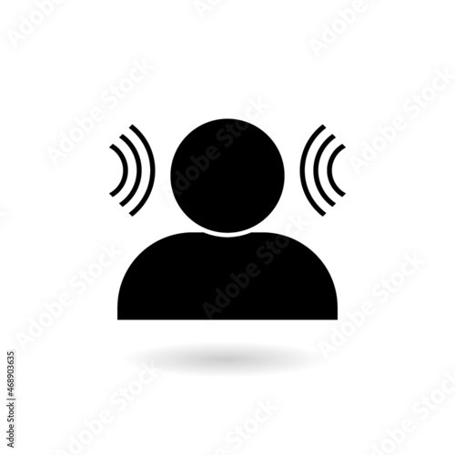 Human ear anatomy and auditory icon. Hearing test icon with shadow