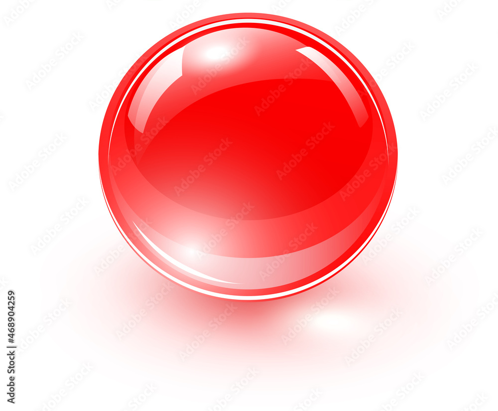 Red glass ball, 3D shiny and lustrous sphere icon, vector illustration. Red glass ball, 3D shiny and lustrous sphere icon, vector illustration.