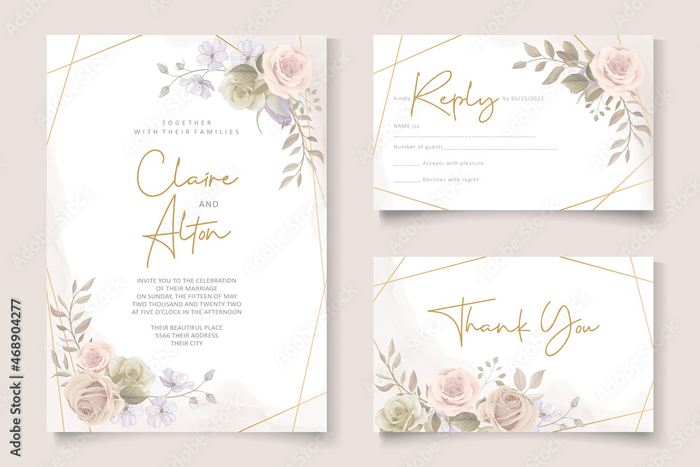 Beautiful roses invitation card template Beautiful roses invitation card template