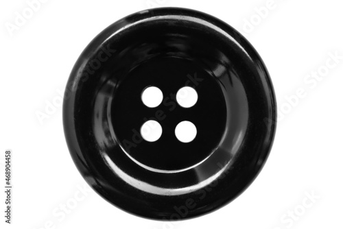 Close up of black sewing buttons, Old button isolated on white background. Sewing concept.Clipping path.