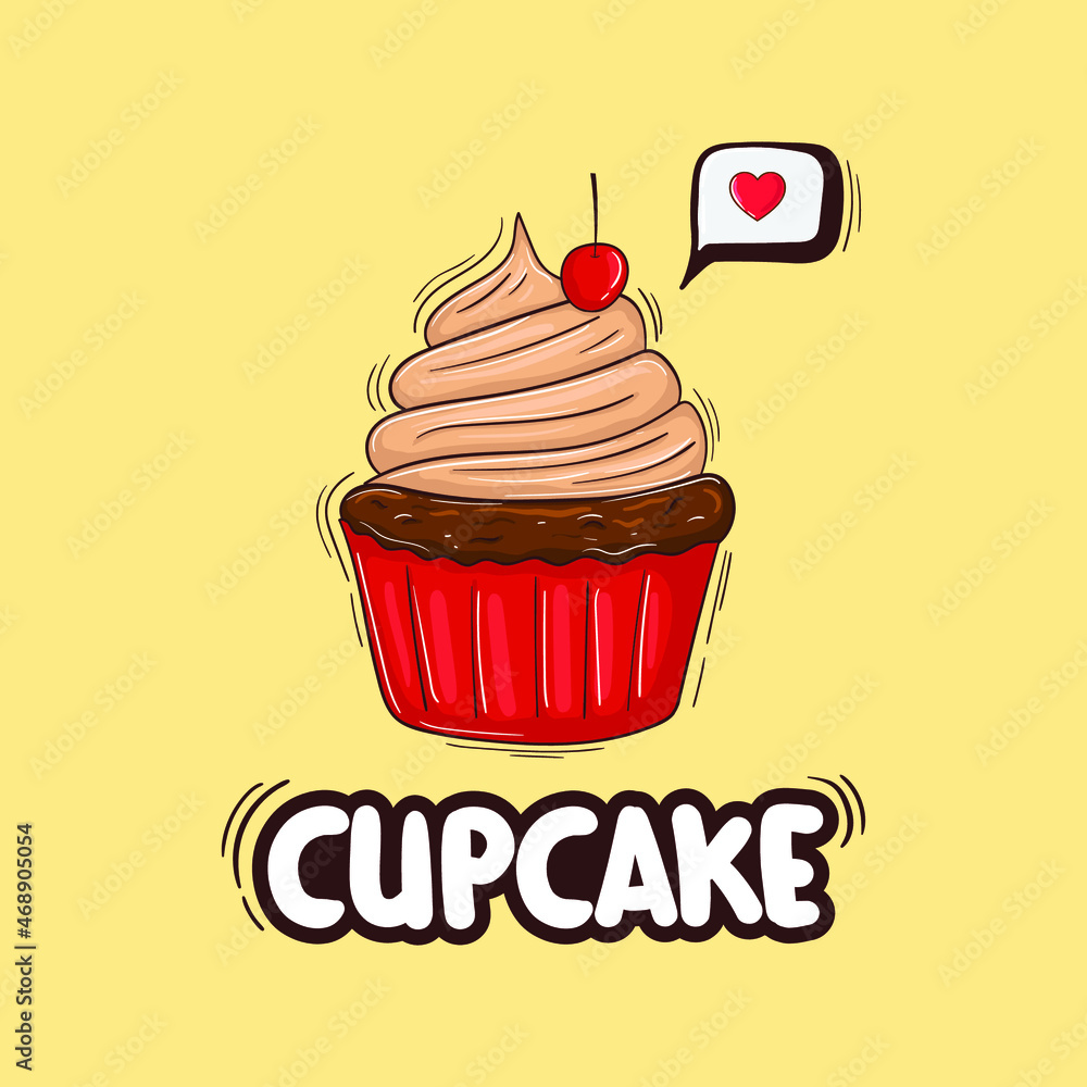 Colorful Hand Drawn Cupcake Illustration Colorful Hand Drawn Cupcake Illustration