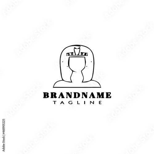 cleopatra logo cartoon design template icon black vector illustration
