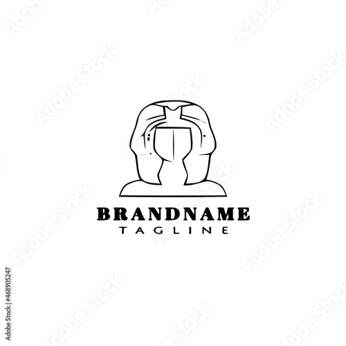 cleopatra logo cartoon design template icon black isolated illustration