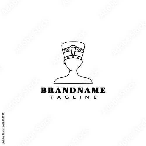 cleopatra logo cartoon design template icon black isolated vector illustration