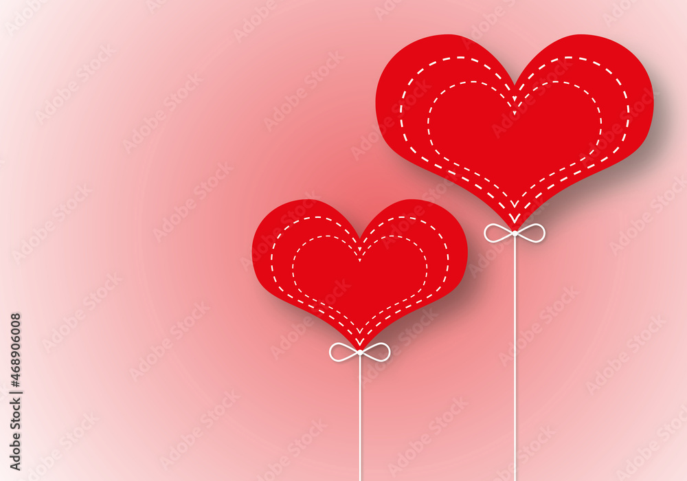 Red heart shape on a pink background of greeting design for Valentines day or Wedding, Holiday illustration for greeting card, cover, magazine, banners, web site, Love concept, paper cut design style.