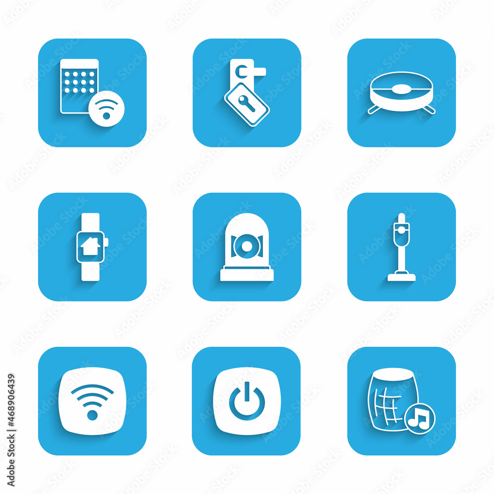 Set Ringing alarm bell, Smart home, Voice assistant, Vacuum cleaner, Wi-Fi wireless internet network, with smart watch, Robot vacuum and Air humidifier icon. Vector Set Ringing alarm bell, Smart home, Voice assistant, Vacuum cleaner, Wi-Fi wireless internet network, with smart watch, Robot vacuum and Air humidifier icon. Vector