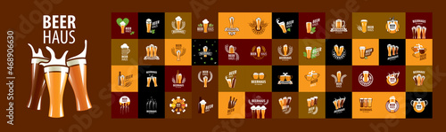 A set of vector Beer logos on different colored backgrounds