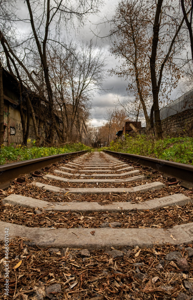 Moscow, Russia - November 07, 2021: Preobrazhensky district, railroad track