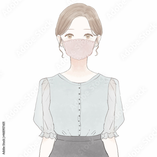 布マスクをしている女性
