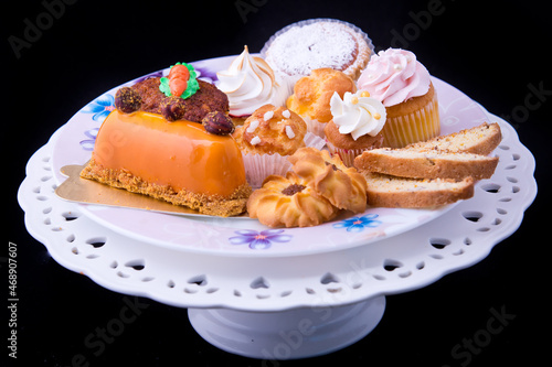 Homemade cakes and pies with different creams