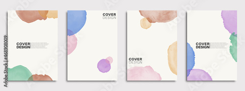Cover design vector set. Watercolor book cover design, Abstract art design with colorful watercolor background. Can be use for poster, wall arts, magazine, brochure , banner and website.