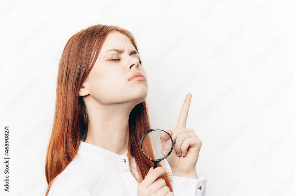 cheerful woman in white shirt pump in hands search tool cheerful woman in white shirt pump in hands search tool