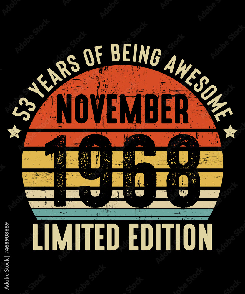 Fototapeta premium November 1968 - 53th Birthday Gifts