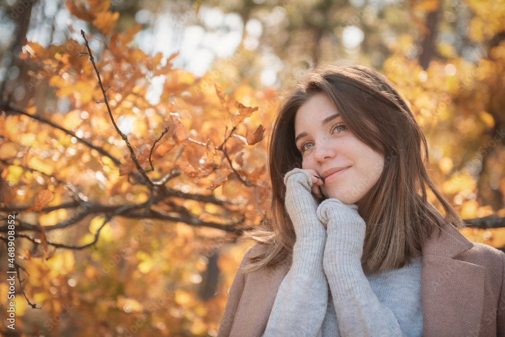 Young teenager girl in the autumn forest Young teenager girl in the autumn forest