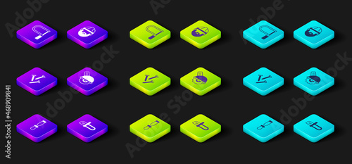 Set Chisel tool, Chainsaw, Metallic nails, Electric circular, Lumberjack and Hacksaw icon. Vector