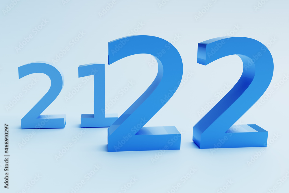 New year concept in blue colors. Number 2022 New year concept in blue colors. Number 2022
