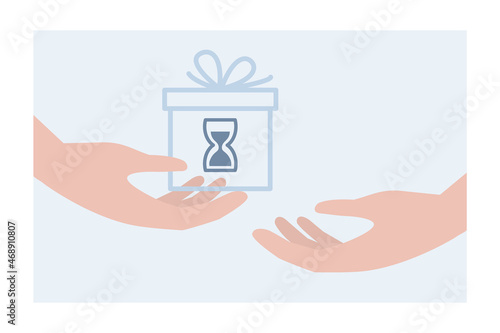 Giving time to someone. The concept of precious time. Vector illustration.