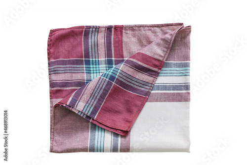 Vintage stripped cotton Handkerchief for men isolated on white background. 