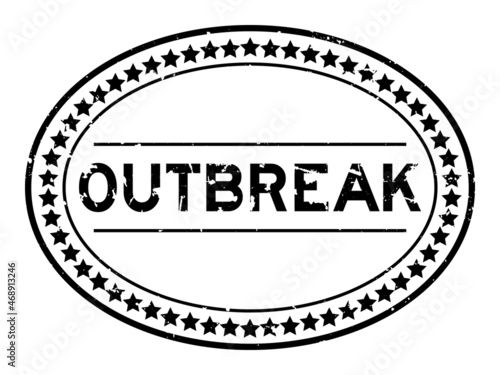 Grunge black outbreak word oval rubber seal stamp on white background