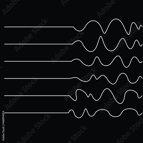 Abstract flow lines background . From order to chaos .Fluid wavy shape .Striped linear pattern . Music sound wave . Vector illustration