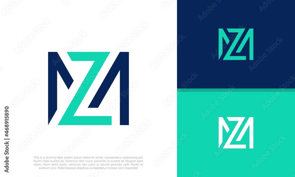 Initial MZ. ZM logo design. Innovative high tech logo template. Stock ...