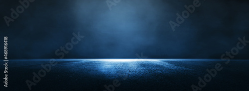 Bild auf Leinwand Asphalt blue dark street with smoke