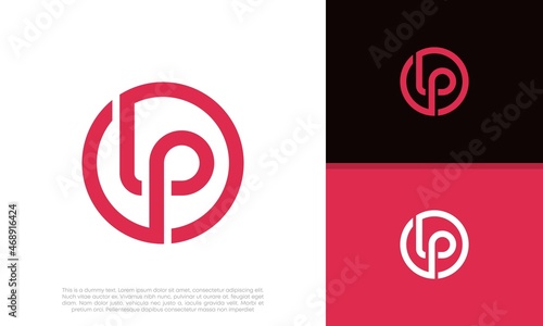 Initial LP logo design. Innovative high tech logo template. 
