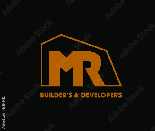 MR Builders and Developers Dummy logo. MR monogram with geometrical architecture.