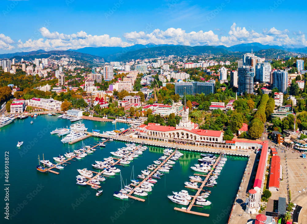 Fototapeta premium Sochi aerial panoramic view, Russia