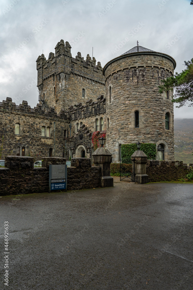 Glenveagh Castle, a 19th century castellated mansion built around 1870. Views and gardens are spectacular. Its construction in a remote mountain setting was inspired by the Victorian idyll of a romant
