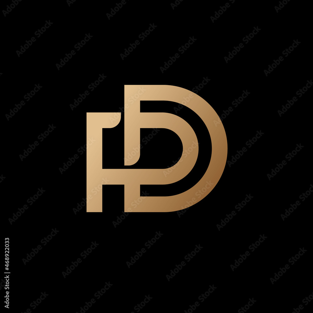 Obraz premium P and D letters. P, D monogram consist of crossed gold elements. Emblem for label, packaging, luxury gifts store, business, clothes or jewelry.