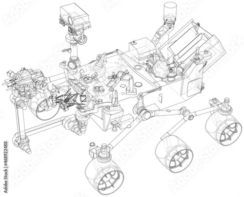 Mars Rover. Vector rendering of 3d
