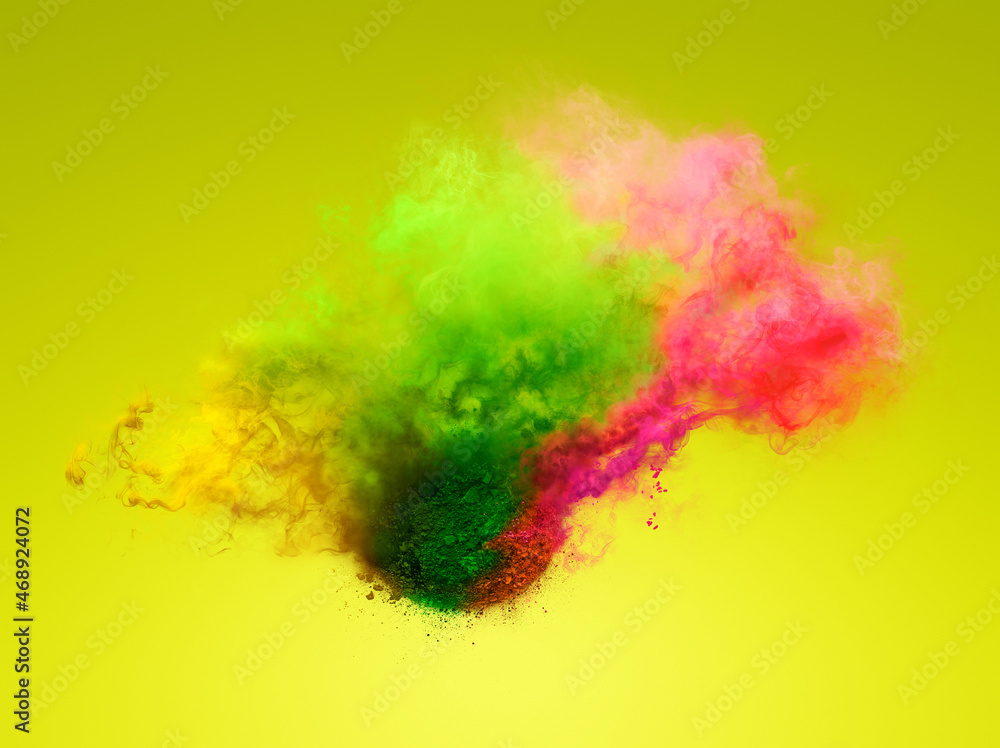Colorful explosion of powder