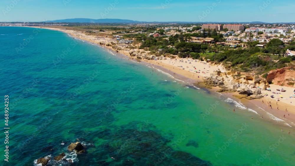 Aerials of Praia Da Gale beach, Albufeira and Armacao De Pera, Algarve, Portugal Aerials of Praia Da Gale beach, Albufeira and Armacao De Pera, Algarve, Portugal
