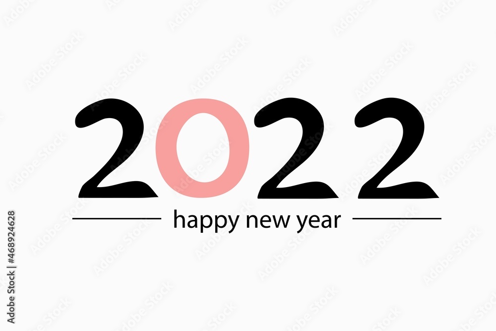 year number design 2022 happy new year symbol 2022 vector illustration with black pink banners isolated on white background. year number design 2022 happy new year symbol 2022 vector illustration with black pink banners isolated on white background.