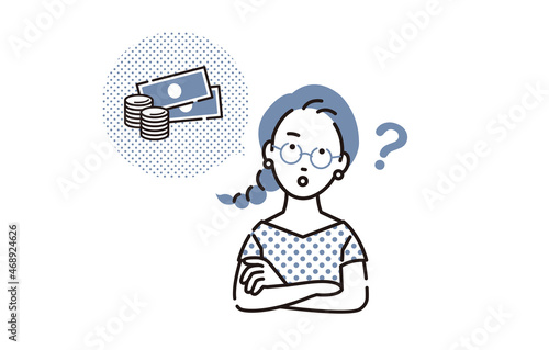 資産運用について考えるメガネ女性