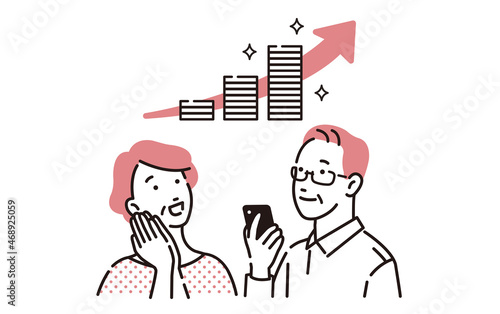 資産運用をするシニア夫婦