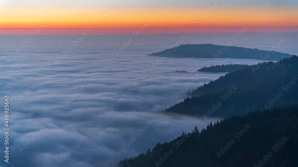 Sunset over a sea of clouds in the Black Forest