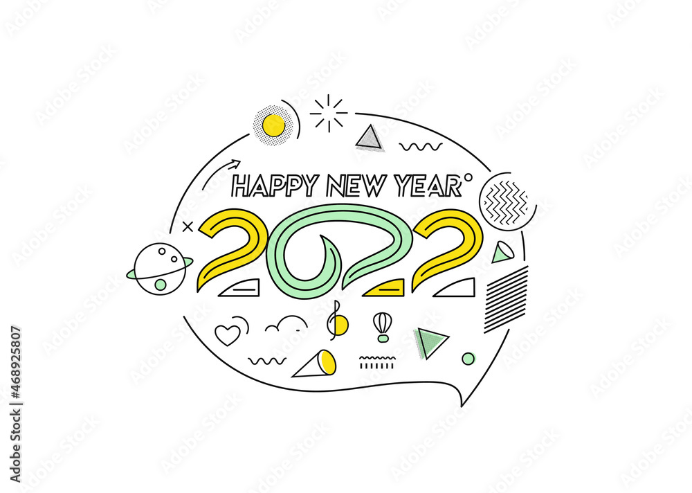 Happy New Year 2022 with Music Design Element, Vector illustration. Happy New Year 2022 with Music Design Element, Vector illustration.
