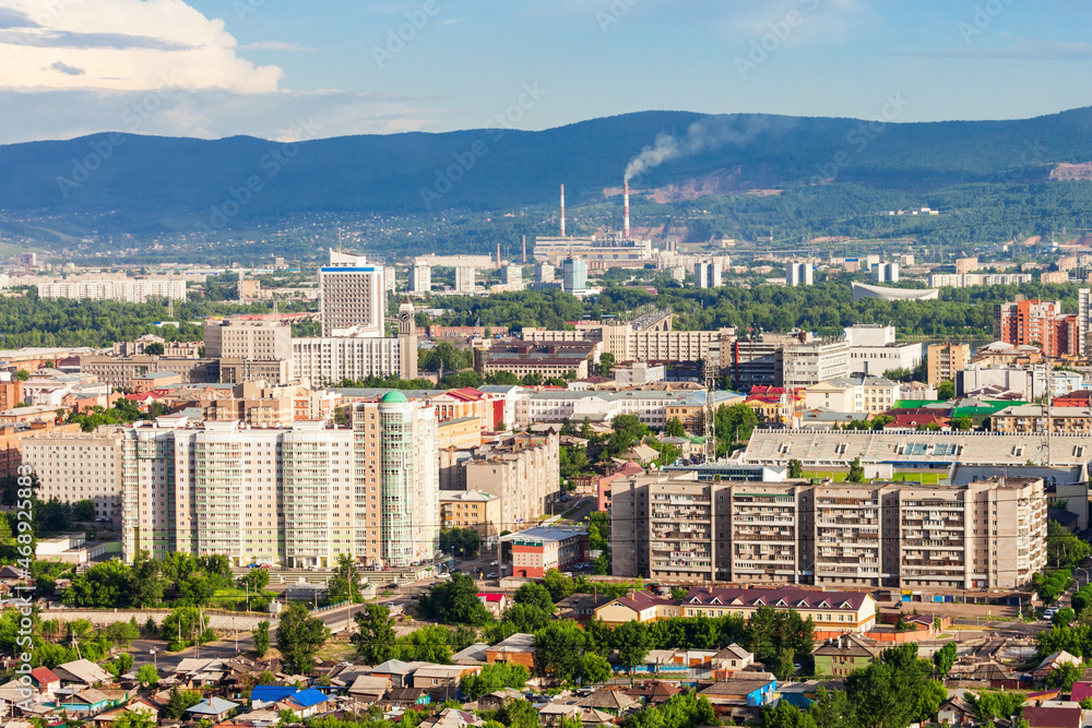 Fototapeta premium Krasnoyarsk aerial panoramic view
