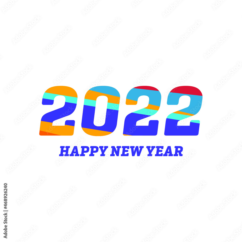 New Year 2022, Happy New Year 2022, Typography 2022 colorful Text. Happy New Year 2022 Typography.