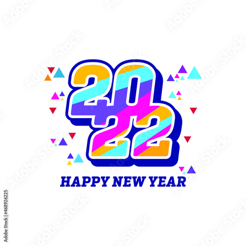 New Year 2022, Happy New Year 2022, Typography 2022 colorful Text. Happy New Year 2022 Typography.