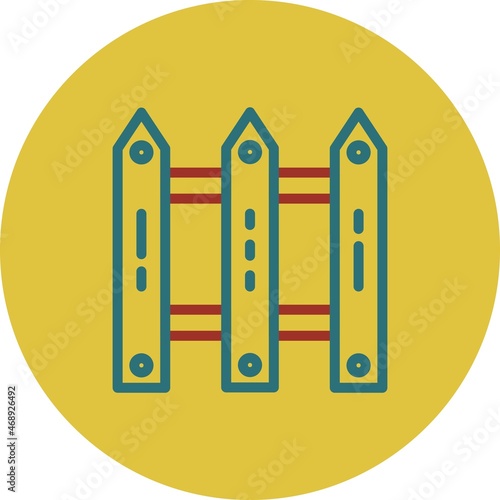Fence Line Two Color Vector Icon Design